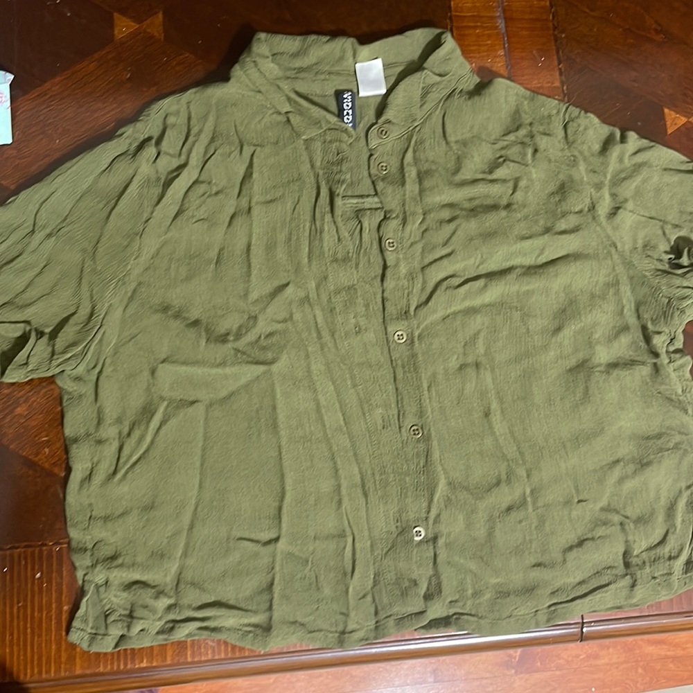 Divided H&M button down, collared crop top